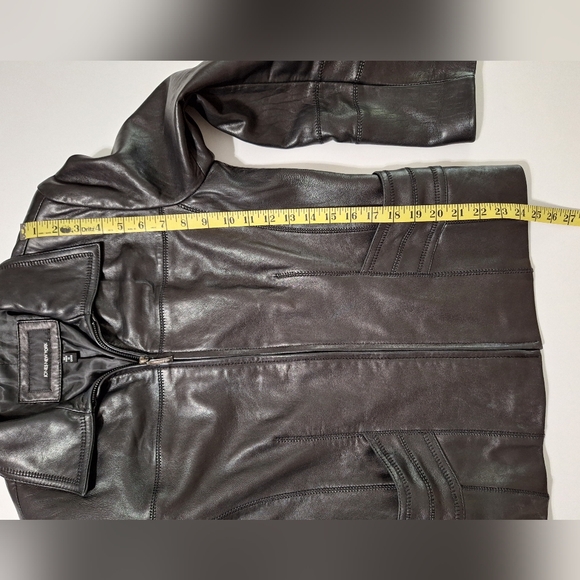 Jones New York Black Leather Stitch Detailed Coat - Picture 14 of 16